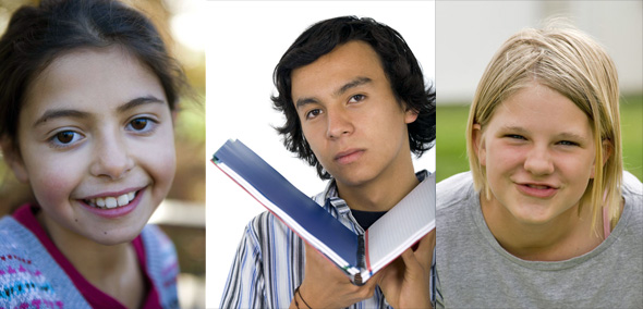 Diverse faces of students tutored in ESL (English as a Second Language).